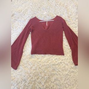 Free People Maroon Wide Sleeved Small Sweater